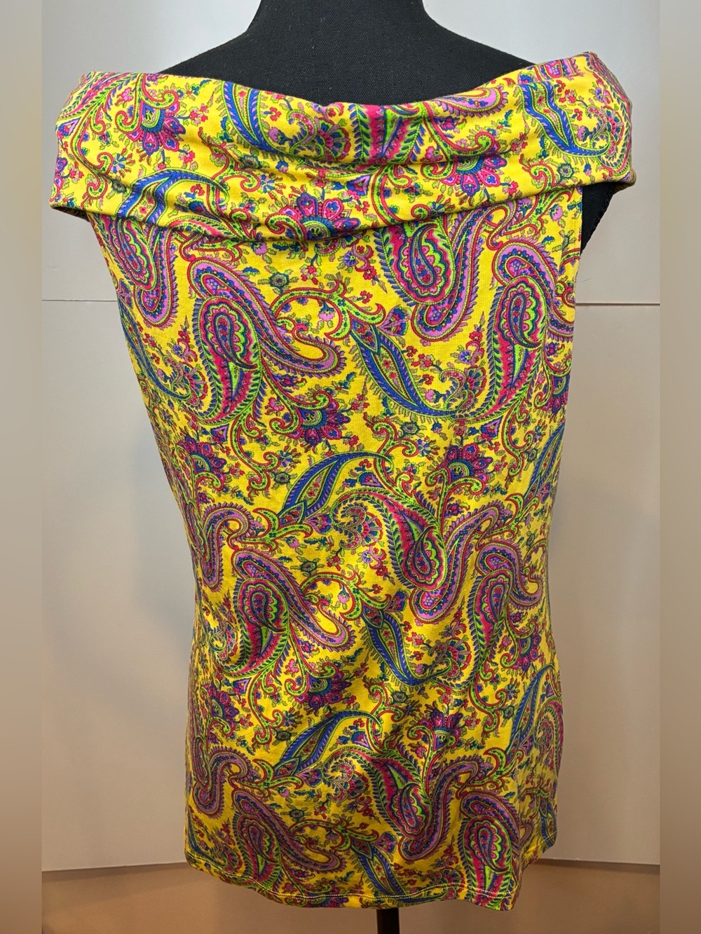 Lauren Ralph Lauren NWT Paisley Cowl Neck On/Off Shoulder Top Size Large - Picture 6 of 7